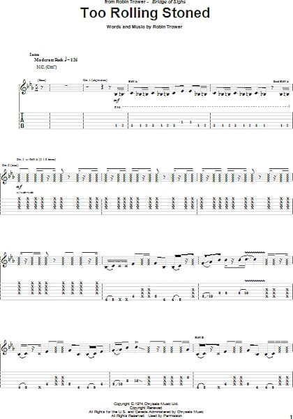 open zoom image for Too Rolling Stoned - Guitar TAB, New, Main