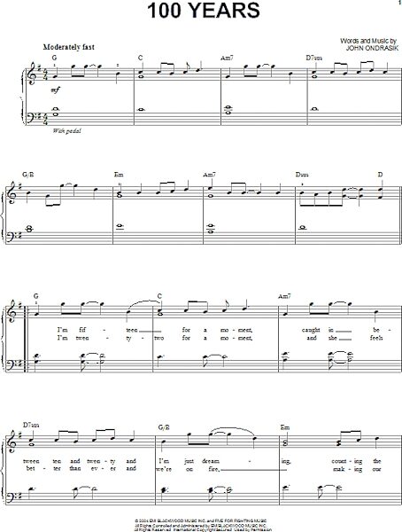 open zoom image for 100 Years - Easy Piano, New, Main
