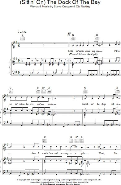 open zoom image for (Sittin' On) The Dock Of The Bay - Piano/Vocal/Guitar, New, Main