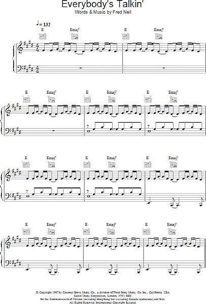 open zoom image for Everybody's Talkin - Piano/Vocal/Guitar, New, Main