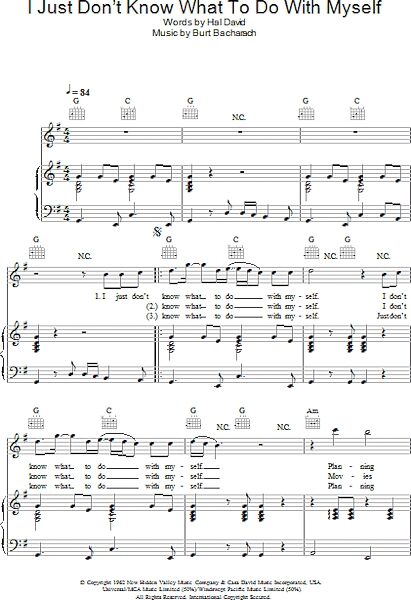 open zoom image for I Just Don't Know What To Do With Myself - Piano/Vocal/Guitar, New, Main