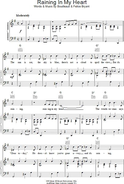 open zoom image for Raining In My Heart - Piano/Vocal/Guitar, New, Main