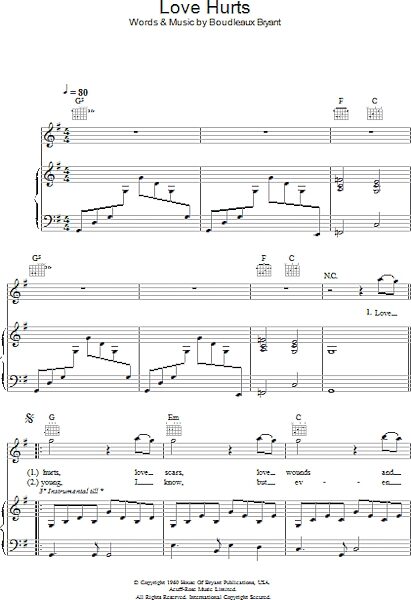 open zoom image for Love Hurts - Piano/Vocal/Guitar, New, Main