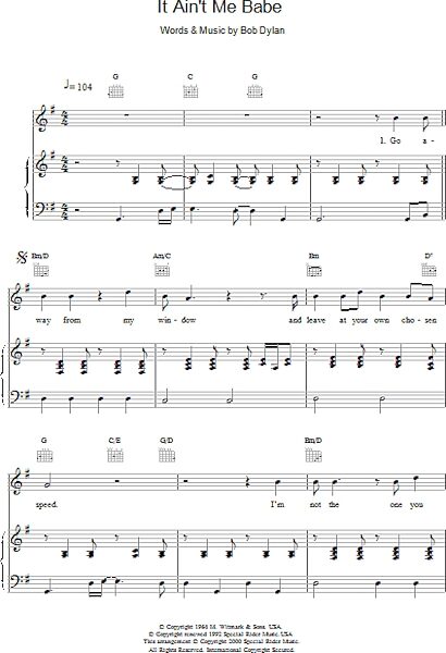 open zoom image for It Ain't Me Babe - Piano/Vocal/Guitar, New, Main