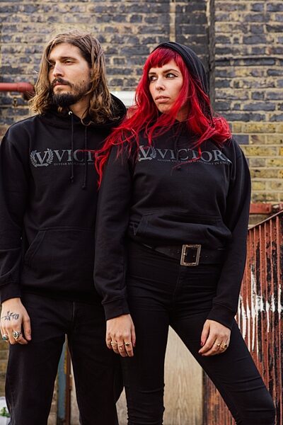open zoom image for Victory Hoodie Sweatshirt, Black with Black Logo, Small, Action Position Back