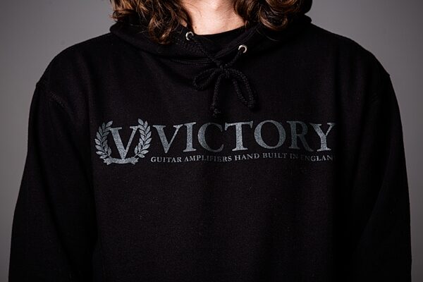 open zoom image for Victory Hoodie Sweatshirt, Black with Black Logo, Small, Action Position Back