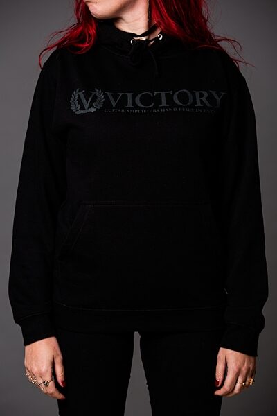 open zoom image for Victory Hoodie Sweatshirt, Black with Black Logo, Small, Action Position Back