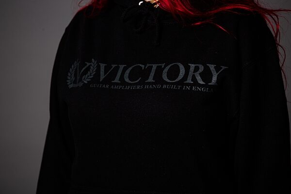 open zoom image for Victory Hoodie Sweatshirt, Black with Black Logo, Small, Action Position Back