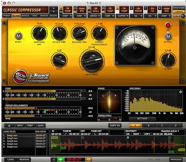 open zoom image for IK Multimedia T-RackS 3 Mixing and Mastering Plug-in Suite (Macintosh and Windows), Screenshot - Main Classic Compressor