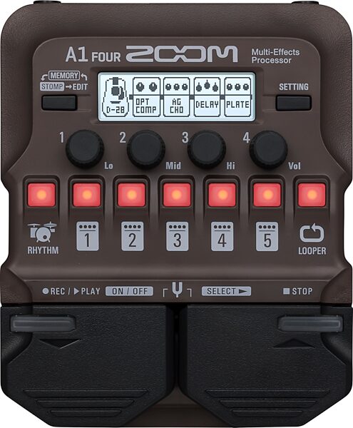 open zoom image for Zoom A1-FOUR Acoustic Multi-Effects Pedal, New, Action Position Front