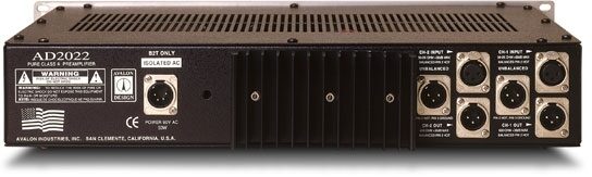 open zoom image for Avalon AD2022 Dual Mono Pure Class A Microphone Preamp, Rear