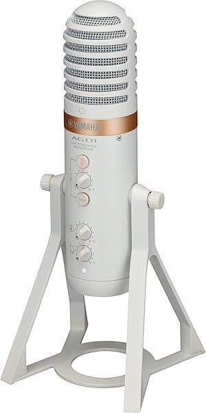 open zoom image for Yamaha AG01 Livestreaming USB Microphone, White, Action Position Back