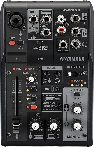 open zoom image for Yamaha AG03MK2 Livestreaming USB Mixer, Black, Main