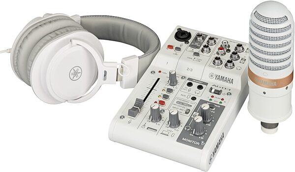 open zoom image for Yamaha AG03MK2 Livestreaming USB Mixer, White, with Live Stream Pack, Action Position Back
