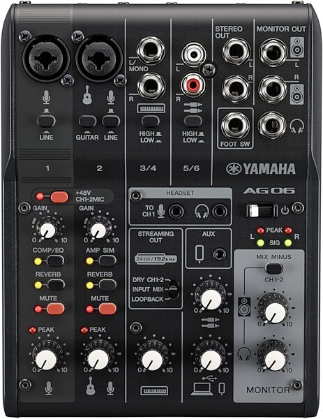 open zoom image for Yamaha AG06MK2 Livestreaming USB Mixer, Black, Main