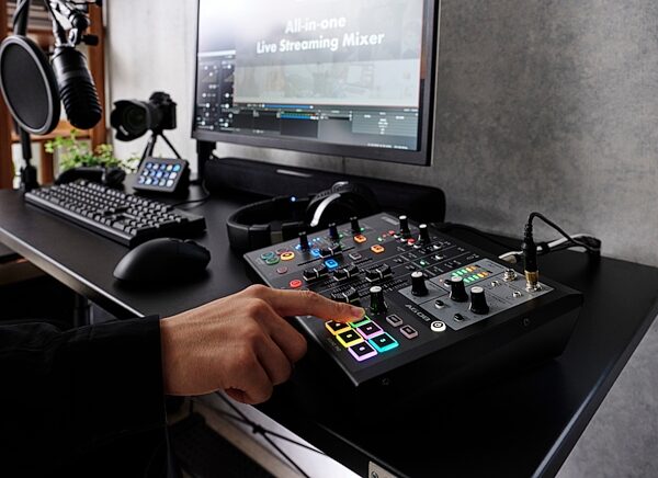 open zoom image for Yamaha AG08 Livestreaming Mixer, Black, Action Position Front
