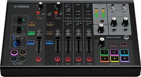 open zoom image for Yamaha AG08 Livestreaming Mixer, Black, Action Position Front
