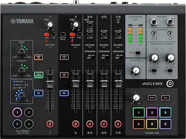 open zoom image for Yamaha AG08 Livestreaming Mixer, Black, Main
