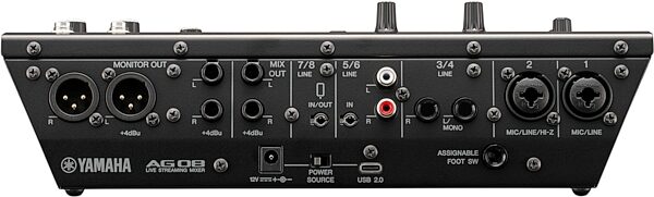 open zoom image for Yamaha AG08 Livestreaming Mixer, Black, Main Back