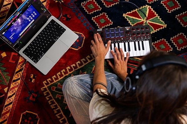 open zoom image for Akai MPK Mini IV USB MIDI Keyboard Controller, 25-Key, Black, Action Position Back