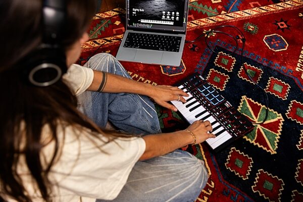 open zoom image for Akai MPK Mini IV USB MIDI Keyboard Controller, 25-Key, Black, Action Position Back