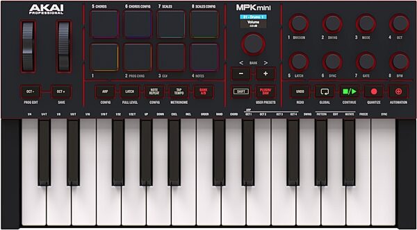open zoom image for Akai MPK Mini IV USB MIDI Keyboard Controller, 25-Key, Black, Action Position Back