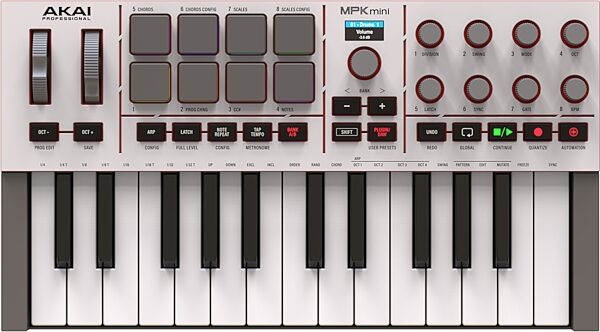 open zoom image for Akai MPK Mini IV USB MIDI Keyboard Controller, 25-Key, Gray, Action Position Back