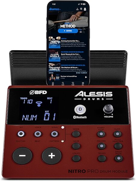 open zoom image for Alesis Nitro Pro Electronic Drum Set, Red/Black, Action Position Front