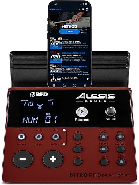 open zoom image for Alesis Nitro Pro Electronic Drum Set, Red/Black, Action Position Back