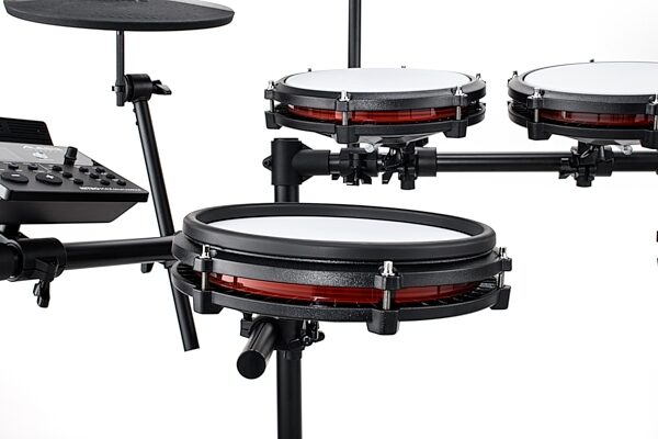 open zoom image for Alesis Nitro Max Electronic Drum Set, 8-Piece, Red/Black, Action Position Back