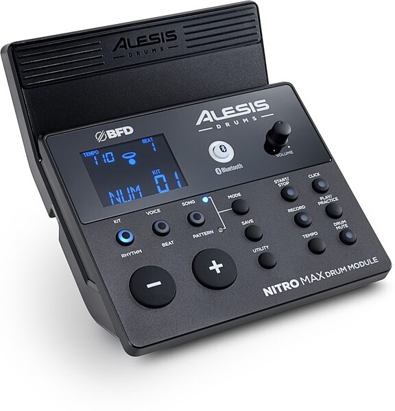 open zoom image for Alesis Nitro Max Electronic Drum Set, 8-Piece, Red/Black, Action Position Back