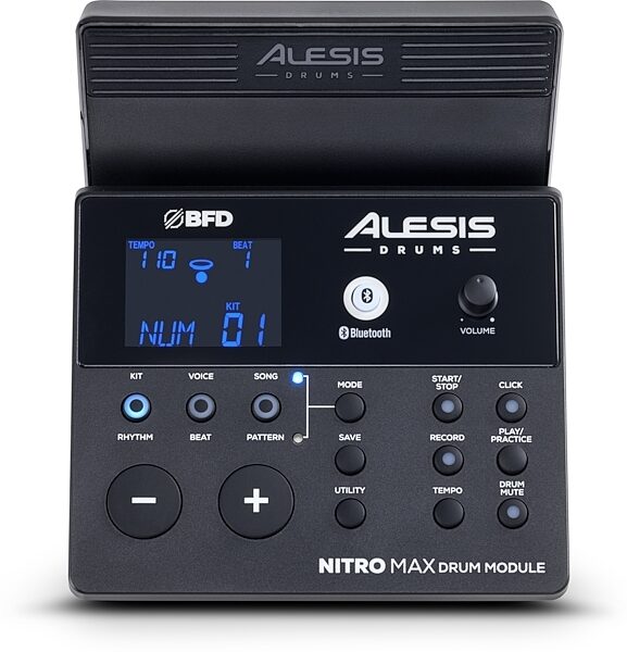 open zoom image for Alesis Nitro Max Electronic Drum Set, 8-Piece, Red/Black, Action Position Back