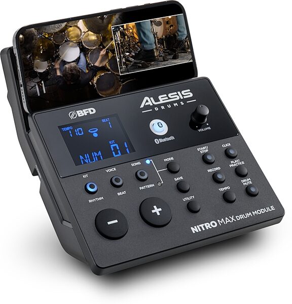 open zoom image for Alesis Nitro Max Electronic Drum Set, 8-Piece, Red/Black, Action Position Back