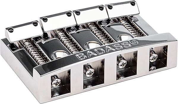 open zoom image for Leo Quan Badass I 4-String Bass Guitar Bridge, Chrome, Action Position Back