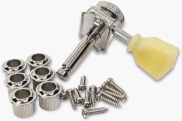 open zoom image for Allparts True Lok Vintage 3x3 Locking Guitar Tuners, Nickel, Action Position Front