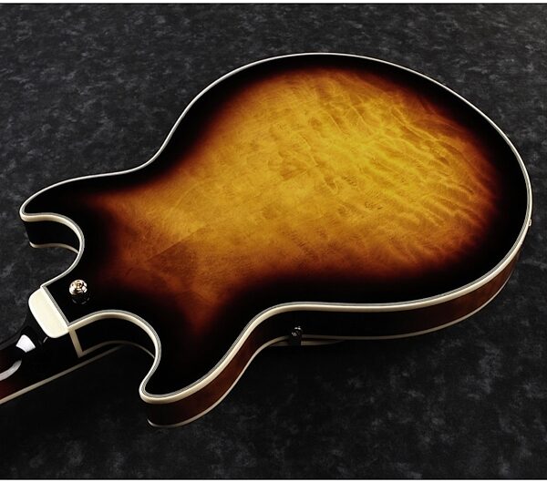 open zoom image for Ibanez Artcore Expressionist AM93QM Semi-Hollowbody Electric Guitar, Antique Yellow Sunburst, Open Box (Very Good), View