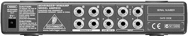 open zoom image for Behringer MiniAmp AMP800 4-Channel Stereo Headphone Amplifier, Rear