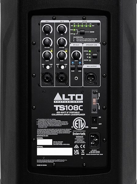 open zoom image for Alto Professional TS108C Compact Column Array PA System, New, Action Position Back