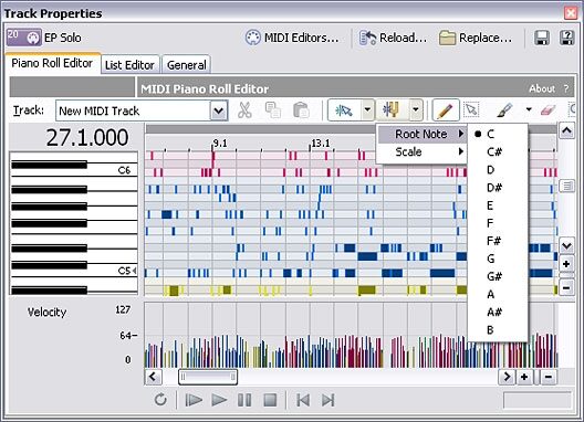 open zoom image for Sony Acid Loop-Based Composition Software (Windows), MIDI Editing Enhancements