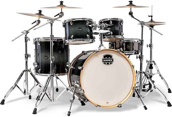 open zoom image for Mapex Armory Rock Drum Shell Kit, 5-Piece, Black Onyx Burst, Action Position Back