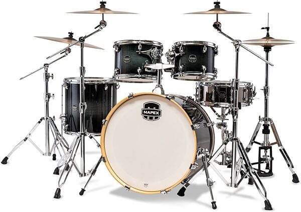 open zoom image for Mapex Armory Rock Drum Shell Kit, 5-Piece, Black Onyx Burst, Action Position Back