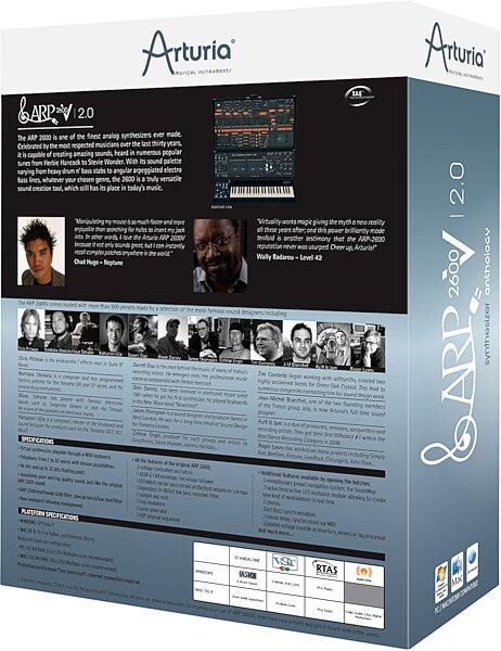 open zoom image for Arturia ARP 2600 V Software Synth (Macintosh and Windows), Box - Back