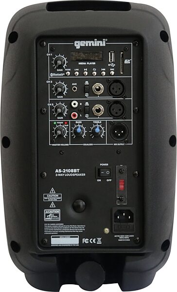open zoom image for Gemini AS-2108BT Powered Bluetooth Loudspeaker, Single Speaker, Action Position Back