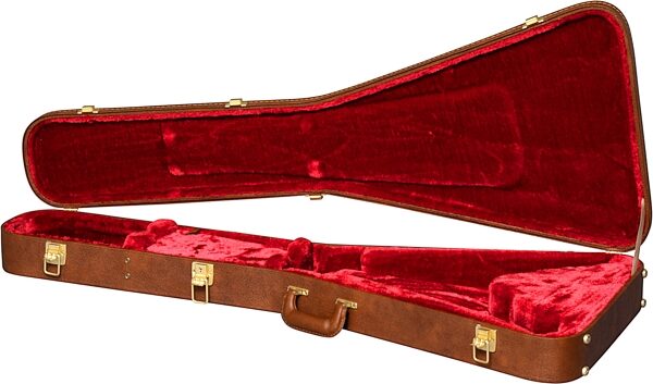 open zoom image for Gibson Flying V Electric Guitar Hardshell Case, Original Brown, Action Position Back