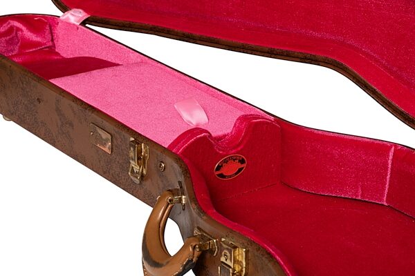 open zoom image for Gibson Lifton Historic Case for Les Paul Guitar, Aged Brown and Pink, Action Position Front