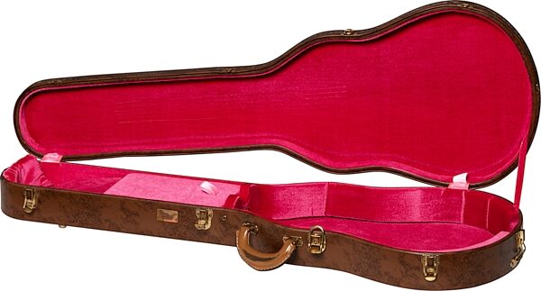 open zoom image for Gibson Lifton Historic Case for Les Paul Guitar, Aged Brown and Pink, Action Position Front