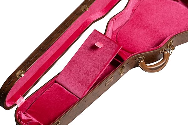 open zoom image for Gibson Lifton Historic Case for Les Paul Guitar, Aged Brown and Pink, Action Position Front