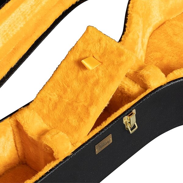 open zoom image for Gibson Lifton Historic Dreadnought Acoustic Guitar Case, Black/Goldenrod, Action Position Back