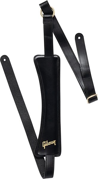 open zoom image for Gibson The Modern Vintage Mini Leather Guitar Strap, Black, Action Position Front