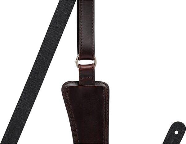 open zoom image for Gibson The Modern Vintage Mini Leather Guitar Strap, Cherry Brown, Action Position Front
